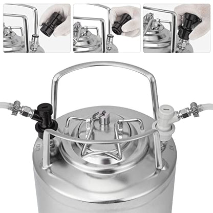 TMCRAFT 1.6 Gallon Mini Ball Lock Keg, Stainless Steel Double Ball Lock Post Corny Keg with Quick Disconnect Set for Home-brewing