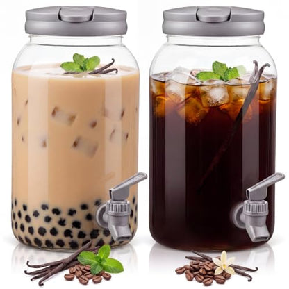 Havawish 2 Pcs 1 Gallon Plastic Beverage Dispenser with Spigot Clear Summer Kitchen Fridge Drink Dispenser for Parties Lemonade Juice Tea Beer Cold Water (Gray,Cylinder) - color: Gray, style: Cylinder