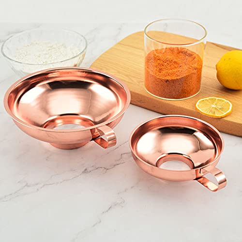 Stainless Steel Wide Mouth Rose Gold Jar Canning Funnel With Handle Kitchen Tool Jar Funnel Wide Mouth - color: small