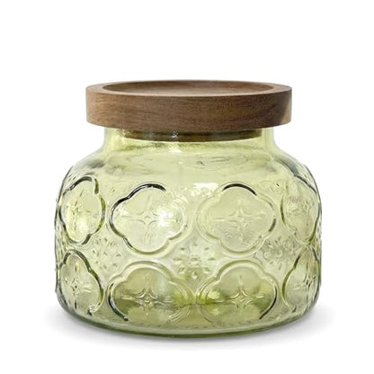 Decorative Glass Jar with Airtight Lid (Green Celandine, 25.4 Ounces) - size: 25.4 Ounces, style: Green Celandine