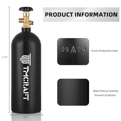 TMCRAFT 5lb CO2 Tank, High Strength Aluminum Alloy Cylinder with CGA-320 Valve, DOT Approved Cylinder for Kegerator kit and Draft Beer Dispensing (Black Glossy Coating)