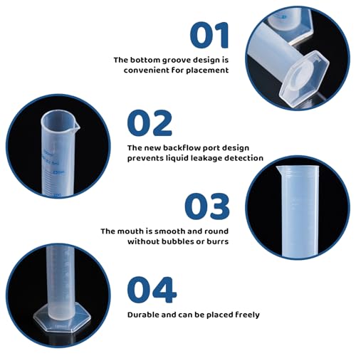 Hydrometer Test Tube, Plastic Graduated Cylinder, 500ml Hydrometer Test Tube with Clear Scale, Portable Measuring Cylinder for Home and School Science, 250 Ml Graduated