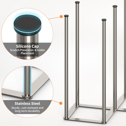 KORRTFID Foldable Bottle Drying Rack, Baby Bottle Drying Rack, Collapsible Cup Draining Holder, Retractable Reusable Storage Bag Dryer with Non-Slip Bottom - Stainless Steels (Silver) - color: Silver
