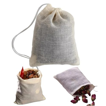 50 Pack Natural Reusable Cotton Muslin Bags with Drawstring,Unbleached Reusable Tea Bags,Spice Bags for Cooking Soup/Herb/Loose Leaf Tea,Cotton Small Cheese Cloth Bag for Straining,Sachet Bags (4x6") - size: 4x6"