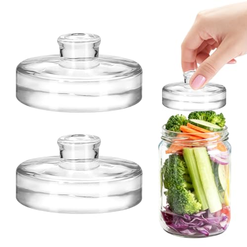 2Pcs Fermentation Glass Weights for Wide Mouth Jars - Pickle Bottles with Sealing Lids for Efficient Fermenting - Durable, Transparent Fermenting Lids and Weights for Sauerkraut (C Cylinder) - size: C Cylinder