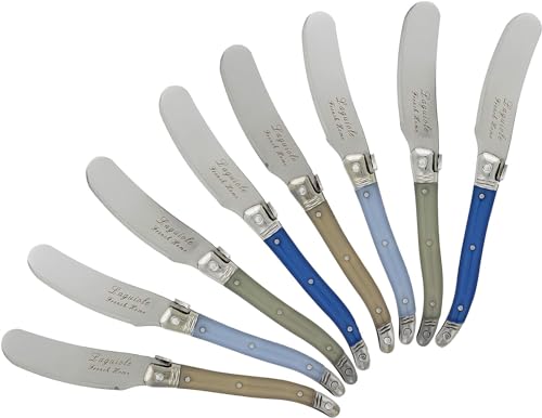 French Home Laguiole Spreaders, Set of 8, Blue and Cream - style: Blue and Cream