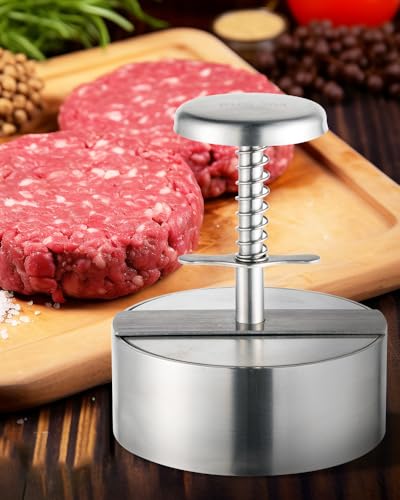 Brigii 304 Stainless Steel Burger Press,Hamburger Patty Maker, Heavy Duty Stainless Steel Burger Press for Ground Beef, Burgers (Dishwasher Safe) (BP01 PRO-5.5") - style: BP01 PRO-5.5"