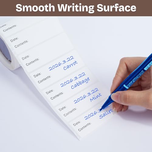 500 Pcs Food Labels, 1 x 3 Inch Removeable Freezer Labels, Water & Oil Resistant, No Residue, Easy Peel Off, Food Storage Labels for Freezer Bags, Jars, Containers & for Meal Prep, Perfect for Kitchen