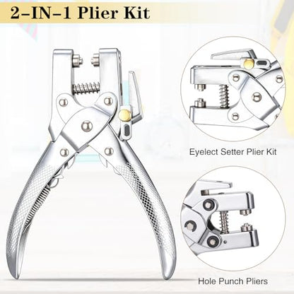 Honoson 3/16 Inch Grommet Tool Kit Eyelet Plier Set Hole Punch Grommet Hand Press Pliers with 200 Pieces of Eyelets for Clothes Shoes Bags(Gold) - color: Gold, size: 3/16 Inch