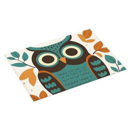 Cute Cartoon Owl and Leaf Dish Drying Mat for Kitchen Counter Microfiber Absorbent Reusable Washable 18x24in - color: Cute Cartoon Owl And Leaf