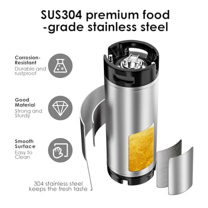 Stainless Steel Ball Lock Kegs, Set of 2, Homebrew Beer Cornelius Keg, 5 Gallon and 5 Gallon - color: 2 Kegs