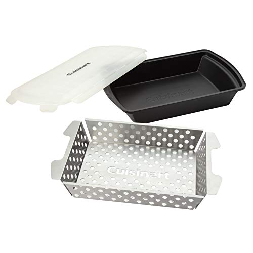 Cuisinart CMT-100 XL Collapsible Marinade Container, Black & CMT-200 Marinade Basket Set Grilling