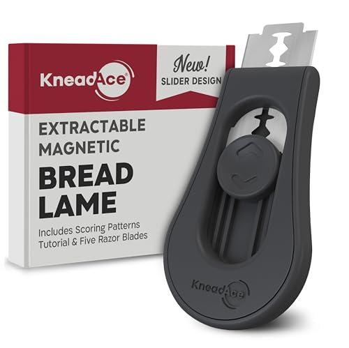 KNEADACE Upgraded Magnetic Bread Lame, Professional Dough Scoring Tool with Extractable Blade, Sourdough Bread Tool for Baking, Includes Scoring Pattern Booklet & 5 Replaceable Razor Blades - color: Dark Gray