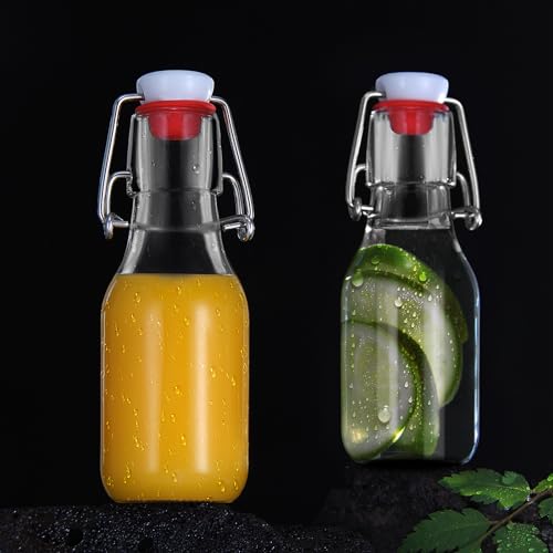YEBODA 12 Pack 4oz Swing Top Glass Bottles,Small Flip Top Glass bottles with airtight Caps for Home Brewing,Kombucha,2nd Fermentation,Kefir,Beverages,Soda,Oils,Vinegar,Limoncello,Vanilla extract