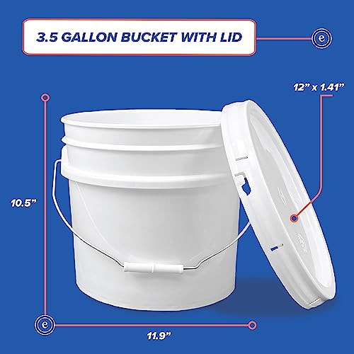 ePackageSupply 3.5 Gallon Plastic Bucket with Lid I Food Grade Bucket | White | BPA-Free I Heavy Duty 90 Mil All Purpose Pail Reusable I Made in USA (12 Count) - size: 12 Packs