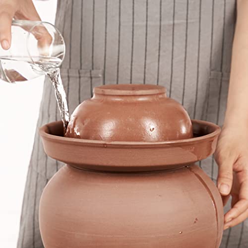 ZHOUXIAO Ceramic Fermentation Crock with Lid, Thickened Porcelain Pickle Jar, Kimchi Pot with Lid Ceramic Food Storage Sealed Containers, Foods Turnip Cabbage Fermenting 4KG