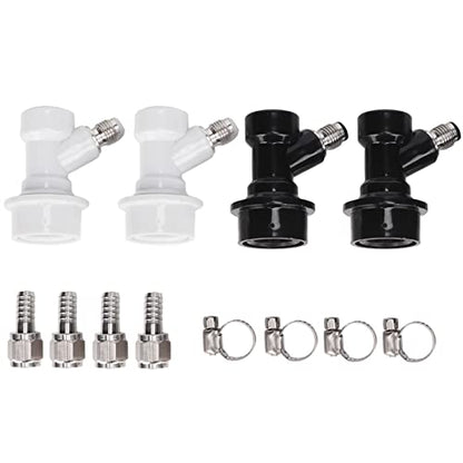 4PCS Ball Lock Disconnect Set,Ball Lock Keg Posts Coupler, Home Brew Threaded Ball Lock Keg Fittings Plastic Quick Connector with Adapter Clamp