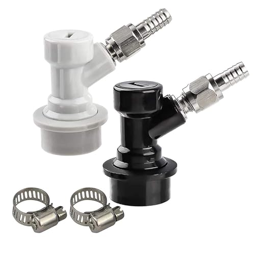 MRbrew 1 Pair Ball Lock Disconnect Set, Home Brew Ball Lock Corny Keg Fittings for Keg Posts Coupler, with Stainless Steel 5/16'' Gas & 1/4'' Liquid Barbs & Extra 2 Hose Clamps & MFL Swivel Nuts - size: 1 pair