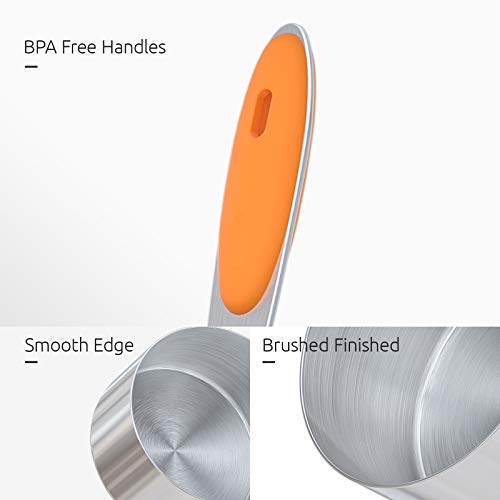Measuring Cups : U-Taste 18/8 Stainless Steel Measuring Cups and Spoons Set of 10 Piece, Upgraded Thickness Handle(Orange) - color: Orange
