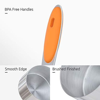 Measuring Cups : U-Taste 18/8 Stainless Steel Measuring Cups and Spoons Set of 10 Piece, Upgraded Thickness Handle(Orange) - color: Orange