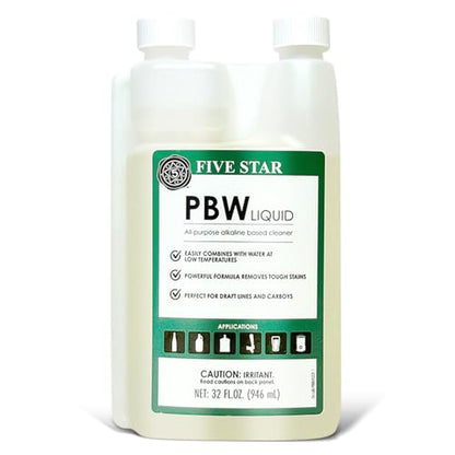 Cooler Keg PBW 32oz Brewery Cleaner, Beer Line Sanitizer, Liquid Wash for Growlers, Home Brew Cleaning, and Kegerators