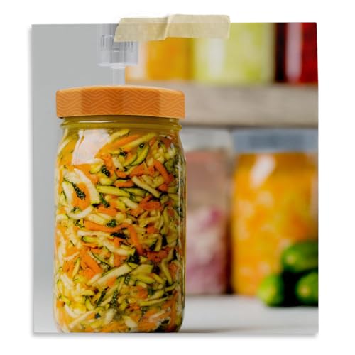 Wide Mouth Mason Jar Fermentation Lids - Turns Your Jar Into A Fermentation Vessel - Lid With Hole & Grommet For Airlock - Fits Wide Mouth Mason Jars - AIRLOCKS SOLD SEPARATELY. - style: 4 Lids - No Airlocks