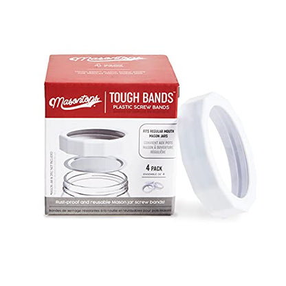 Masontops Tough Band - 일반 입구 메이슨 자 나사 밴드 - 고품질 플라스틱 교체 링 씰 및 병 커버 - size: Small Mouth
