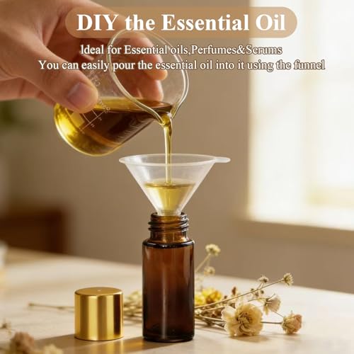 28 Pack 50ml Roller Bottles for Essential Oils - Refillable Amber Glass Roll Bottles with Roller Ball and Golden Caps for Travel, Perfume, and Personal Care