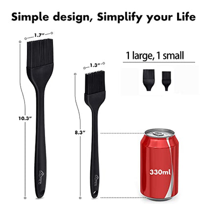 HOTEC 600℉ Heat Resistasnt Basting Brushes, BPA Free Silicone Pastry Brush, Spread Oil Butter Sauce Marinades for BBQ Grill Barbecue Baking Kitchen Cooking Dishwasher Safe (Black 2) - color: Black 2