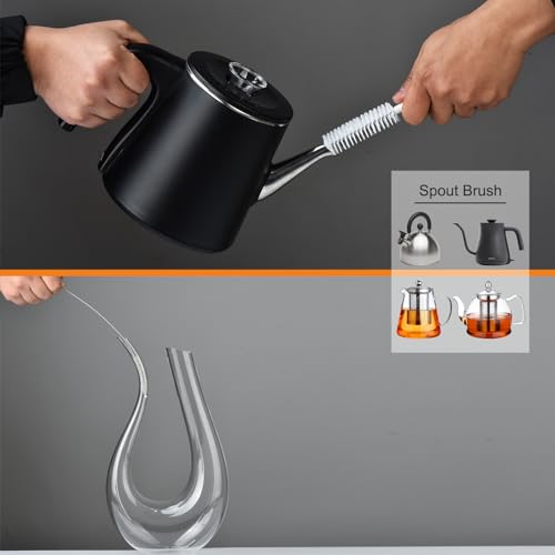 ALINK 8 Pack Bottle Brush Cleaning Set with Stand, Long Handle Bottle Cleaner with Holder for Narrow Neck Beer Wine Brewing Bottles, Stanley, Baby Bottles, Tumblers, Drinking Glasses, Straws - color: White