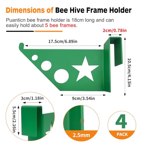 Bee Hive Stand, 4 PCS Beehive Frame Holder, Green 2-layer Painted Metal Bee Hive Frame Grip Perch, Portable Beehive Inspection Bracket Rack Supports Shelf, Beekeeping Supplies Hive Tool for Apiarist - color: Green-4pcs