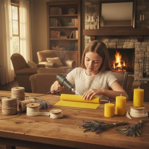 HOMNATURE Pure Beeswax Sheets 30 Pack for Candle Making, Honeycomb Wax Sheets 7.7 x 16.7 in, Natural Yellow Bee Wax Paper for DIY Candles, Beehive Wax Foundation for Crafts & Molds