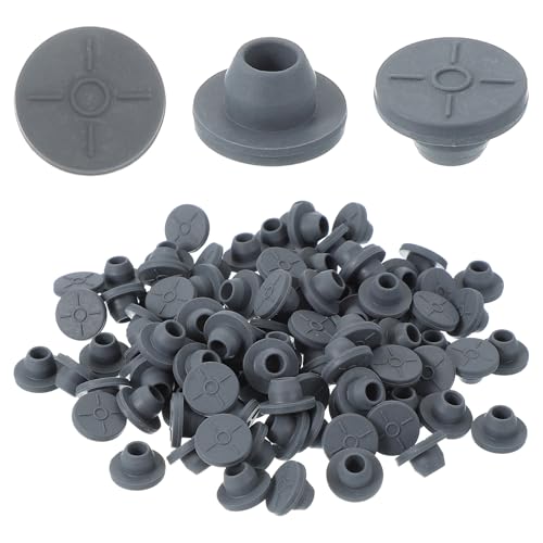 PATIKIL 13mm Vial Rubber Stoppers, 100 Pack Mushroom Injection Ports Stopper for Opening Glass Vials and Liquid Culture Jars Bottles Tanks, Gray - size: 13mm