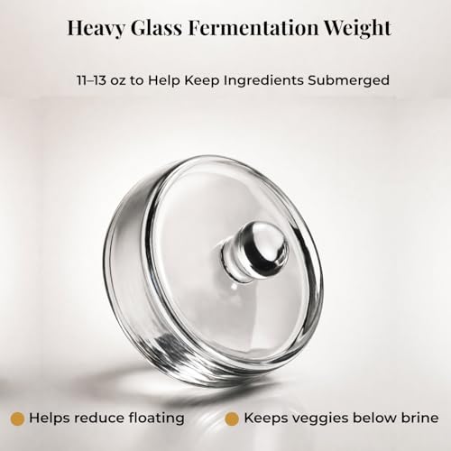 1 Gallon Fermentation Jars with Airlocks & Glass Weights, 2-Pack | Self-Burping Airlocks Vent Gas, Glass Weights Keep Food Below the Brine for Easier, More Consistent Homemade Fermentation