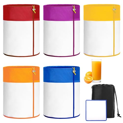 5 Gallon 5 Pcs Reusable Bags, Strainer Mesh Filter 25 to 220 Nylon Fine, with Pressing Screen & Storage DIY Drink Bucket Cold Brew, for