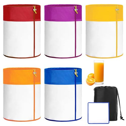 5 Gallon 5 Pcs Reusable Bags, Strainer Mesh Filter 25 to 220 Nylon Fine, with Pressing Screen & Storage DIY Drink Bucket Cold Brew, for