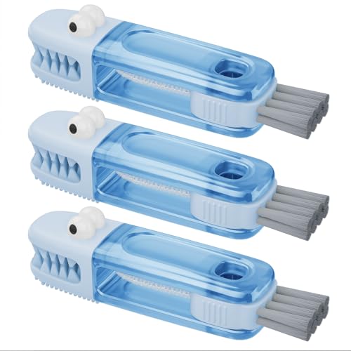 3 in 1 Cup Lid Gap Cleaning Brush Set, Multifunctional Bottle Cleaning Brush, Silicone Cup Lid Gap Cleaner, Home Kitchen Crevice Cleaning Tools (Blue) - color: Blue