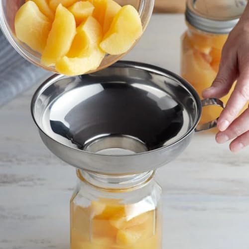 4 Pack Kitchen Funnels Set, Stainless Steel Wide Mouth Canning Funnel with Handles Fit for Wide and Regular Narrow Mouth Mason Jar n Flask Ease Transfer Liquid Serums, Jam, Oils, Spices, Powders