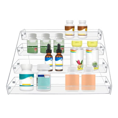 PMMASTO Tiered Spice Rack, Seasoning Organizer, Clear Acrylic Vertical Shelves Can Organizer for Countertop, Cabinet, Pantry, Kitchen Organization and Storage - 4 Tier - size: 4 Tier - inner width 1.93"