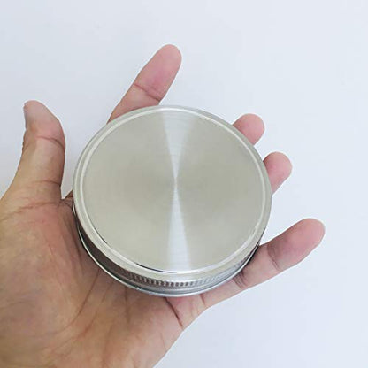 Stainless Steel Mason Jar Lids, Storage Caps with Silicone Seals for Wide Mouth Mason Canning Jars, Polished Surface, Reusable and Leak Proof, Pack of 12 (12-Pack Wide Mouth stainless steel) - size: 12-Pack Wide Mouth stainless steel