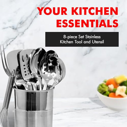 Chef Craft - 8 Piece Stainless Steel Kitchen Utensils Set with Utensil Holder - style: 8 Piece Set with Holder