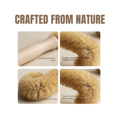 Bottle Brush Cleaner with Long Beech Wood Handle, Scratch-Safe, L-Shaped Design for Cleaning Coffee Mugs, Mason Jars, Thermos, Glass Bottles, Beer Bottles, Wine Bottles, and Baby Bottles - size: 1 Pack - L- Brush