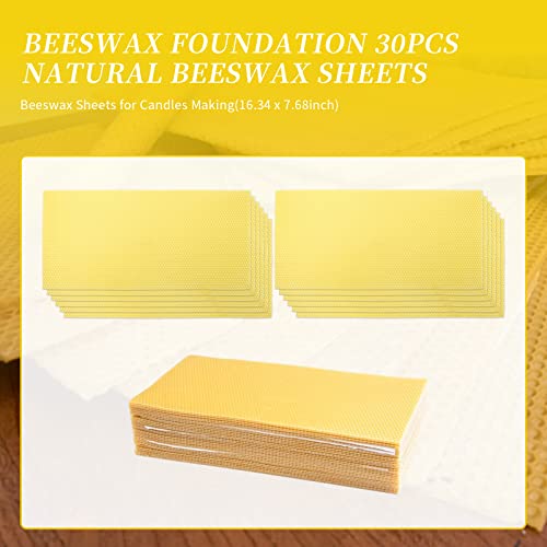 30Pcs Natural Beeswax Foundation Sheets, Stable Placement & Easy Installation Honeycomb Wax Sheets, Multi-Material Compatible Beehive Wax Sheets for Beekeeping & DIY Candle Making