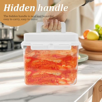 Fermentation jar, Kimchi Containers, Plastic Press Fermentation Container With Hidden Handle Press Tray Design Clear Good Sealing Sauerkraut Press Container for Olives Black Cherries Jalapenos (5L) - color: 5L