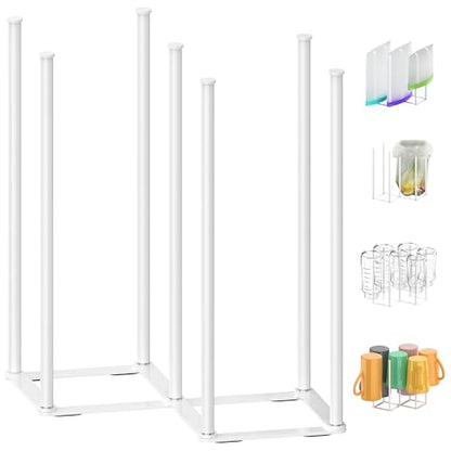 Collapsible Bottle Drying Rack, Baby Bottle Drying Rack, Foldable Cup Draining Holder, Retractable Reusable Silicone Bag Dryer with Non-Slip Bottom - Stainless Steel (White) - color: White