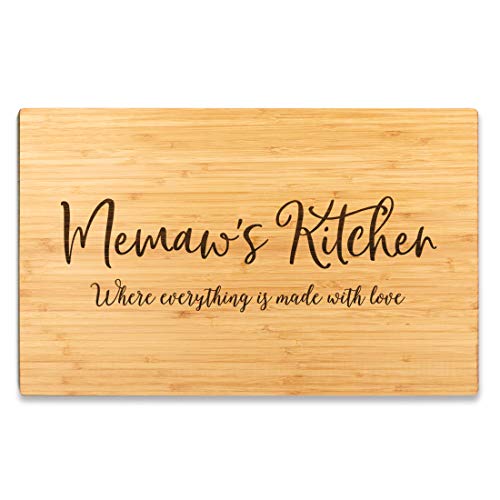 Andaz Press Large Bamboo Wood Cutting Board 17.75 X 11-Inch Memaw's Kitchen Where Everything Is Made With Love, 1-Pack Engraved Chopping Board Christmas Birthday Chef Kitchen Ideas Mamaw Cutting Board - color: Memaw
