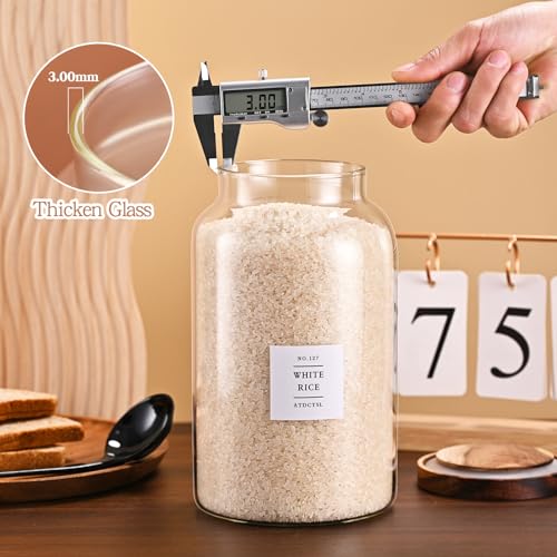 2 Pack Large Glass Storage Jars with Airtight Bamboo Lids, 95 FL OZ/2800 ml, Perfect for Kitchen Counter & Pantry Storage – Ideal for Flour, Sugar, Coffee, Rice, Nuts and More， - size: 94oz*2