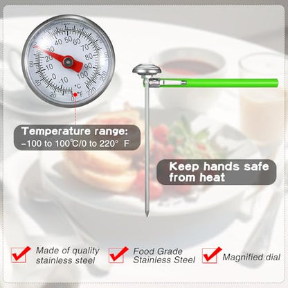 Xuhal 6 Pcs Stainless Steel Kitchen Thermometer with 5 Inch Long Stem 1 Inch Dial Thermometer Milk Frothing Food for Oven Probe Meat Grill BBQ Cooking Chocolate Water(Multicolor) - color: Multicolor