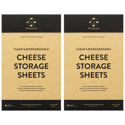 Formaticum Cheese Storage Sheets - Cheese Saver from France- Professional Earth Friendly Transparent Cheese Wrap - Cheese Sheet Savers of wood-based cellulose fibers - Clear 30 Sheets with 9" x 12" - size: 30 Sheets (2 Boxes)