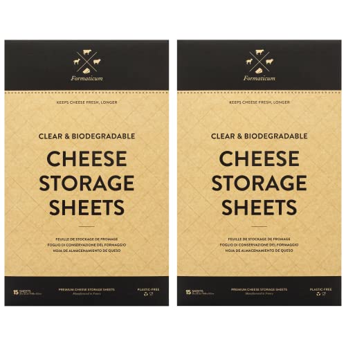 Formaticum Cheese Storage Sheets - Cheese Saver from France- Professional Earth Friendly Transparent Cheese Wrap - Cheese Sheet Savers of wood-based cellulose fibers - Clear 30 Sheets with 9" x 12" - size: 30 Sheets (2 Boxes)